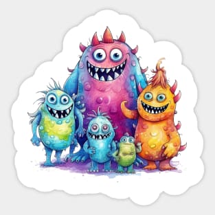 Watercolor Monster Family #5 Sticker